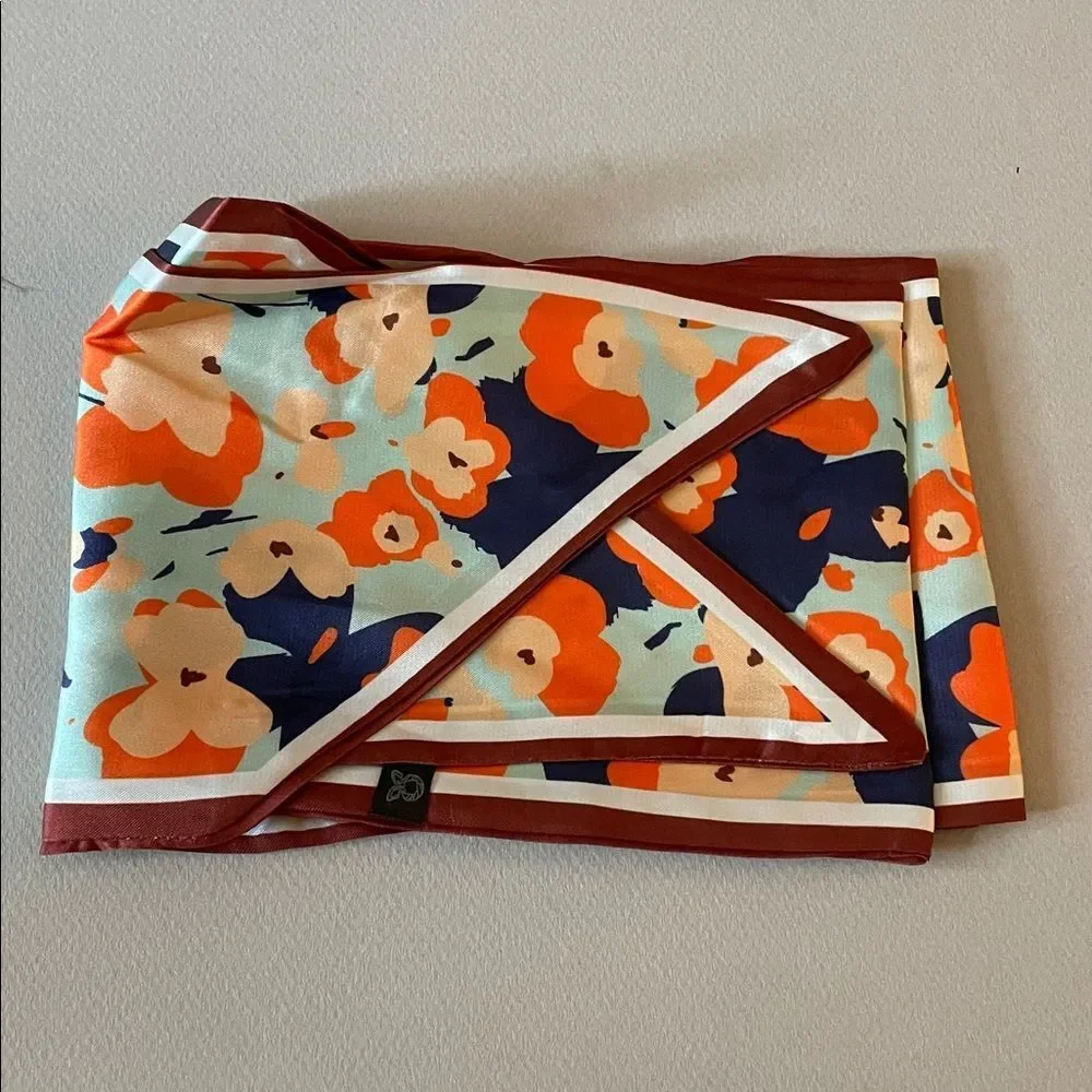 Floral orange Scarf Hair Tie N1359